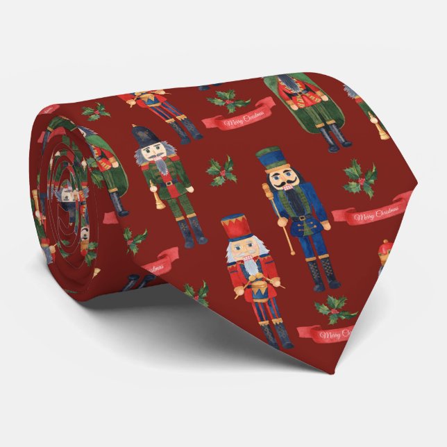 Festive Christmas nutcracker tiled pattern Tie (Rolled)