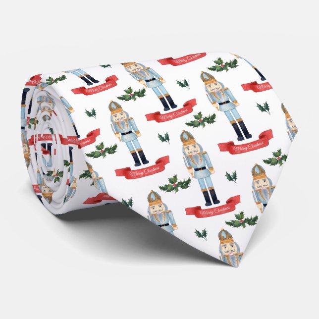Festive Christmas nutcracker tiled pattern  Tie (Rolled)