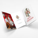 Festive Christmas Nutcracker Twp Custom Photo  Card<br><div class="desc">Christmas Nutcracker with ornaments,  red Merry Christmas typography,  and personalizable text and custom photo.</div>