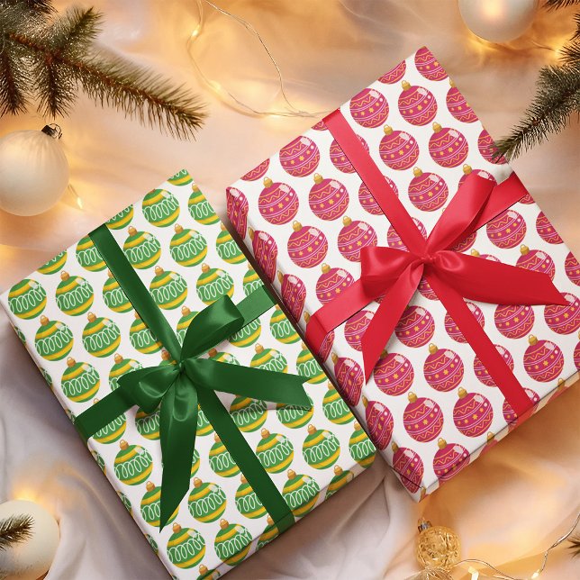 Festive Christmas Ornament Pattern Wrapping Paper Sheet (Creator Uploaded)