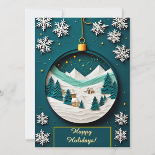 Festive Christmas Ornament with Winter Scene Card