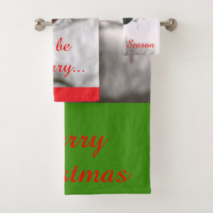 Festive Christmas Ornaments  Bath Towel Set