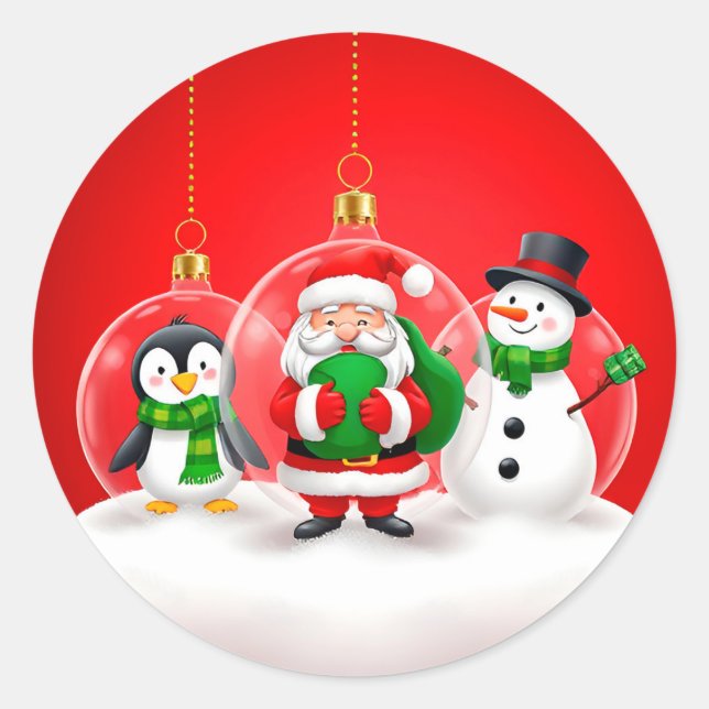 Festive Christmas Ornaments Classic Round Sticker (Front)