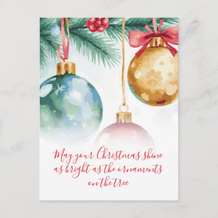 Festive Christmas Ornaments Holiday Greeting Postcard