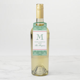 Festive Christmas Ornaments Monogram Bottle Tag