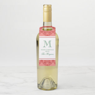 Festive Christmas Ornaments Monogram Bottle Tag