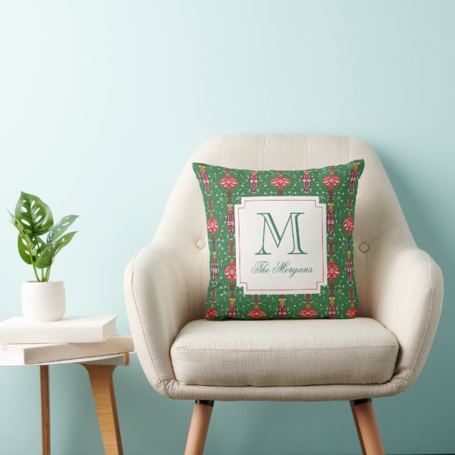 Festive Christmas Ornaments Monogram Cushion (Chair)