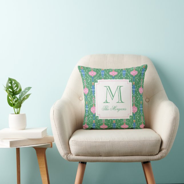 Festive Christmas Ornaments Monogram Cushion (Chair)