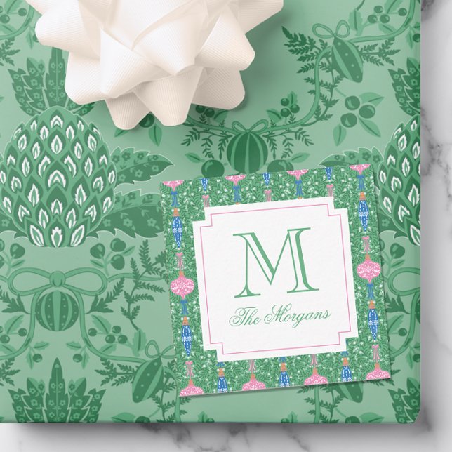 Festive Christmas Ornaments Monogram Enclosure Card (Creator Uploaded)