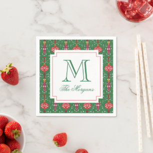 Festive Christmas Ornaments Monogram Napkin