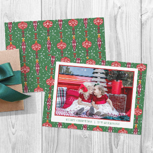 Festive Christmas Ornaments Pattern Photo Holiday Card