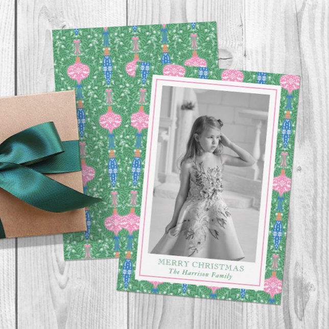 Festive Christmas Ornaments Pattern Photo Holiday Card (Creator Uploaded)