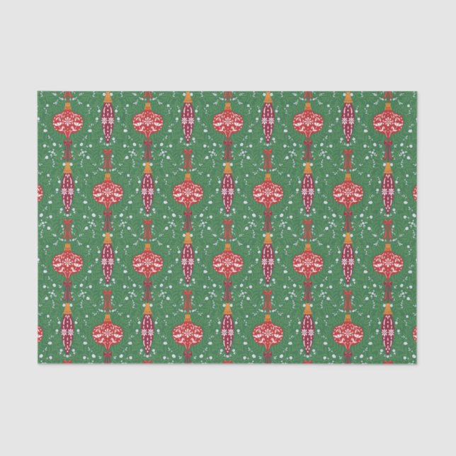 Festive Christmas Ornaments Pattern Tissue Paper (Front)