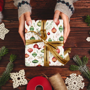 Festive Christmas Ornaments Seamless Pattern Wrapping Paper