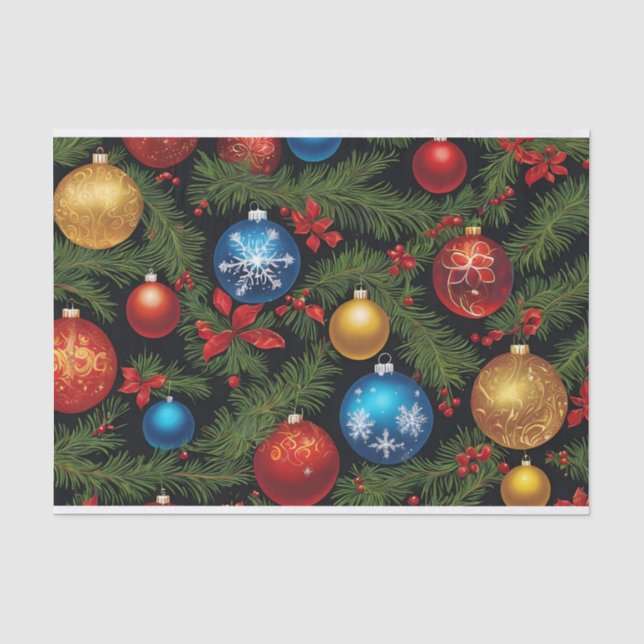 Festive Christmas Ornaments  Tissue Paper (Front)