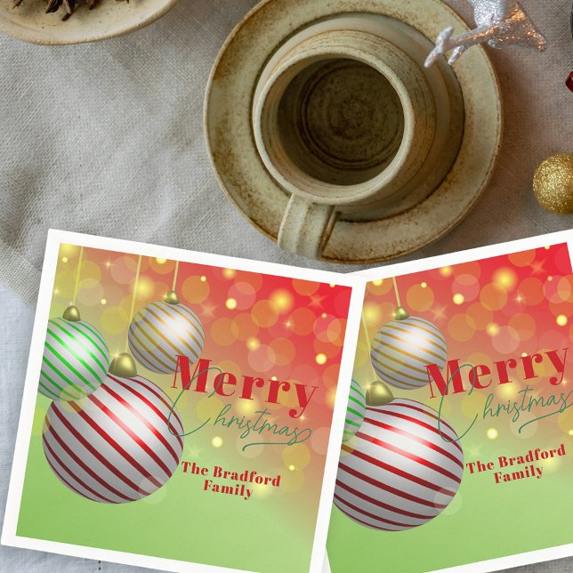 Festive Christmas Ornaments Twinkling Gold Lights Napkin (Creator Uploaded)