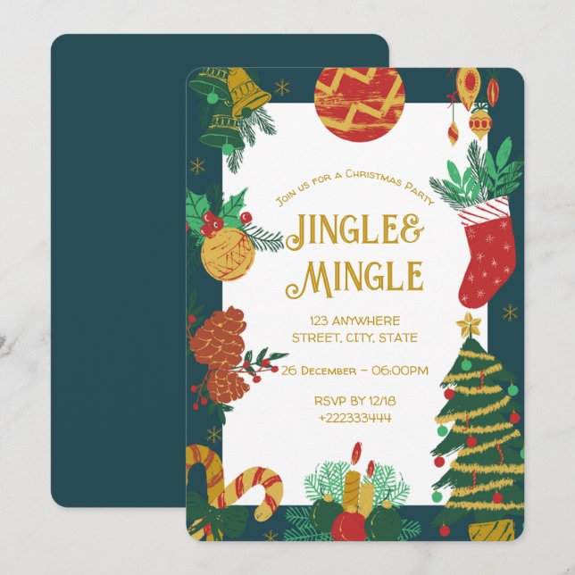 Festive Christmas Party Invitation (Front/Back)