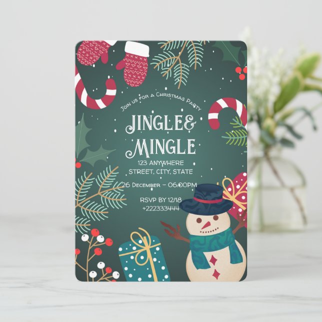 Festive Christmas Party Invitation (Standing Front)