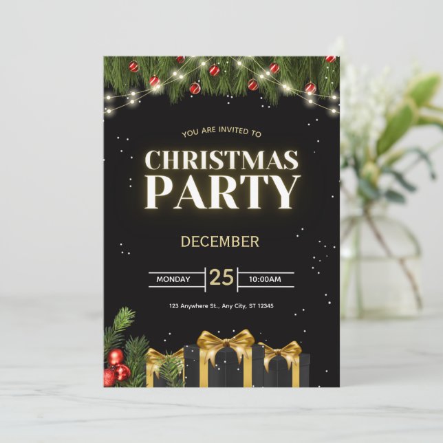 Festive Christmas Party Invitation (Standing Front)