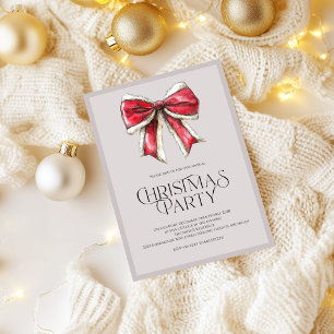 Festive Christmas Party Invite with Santa bow