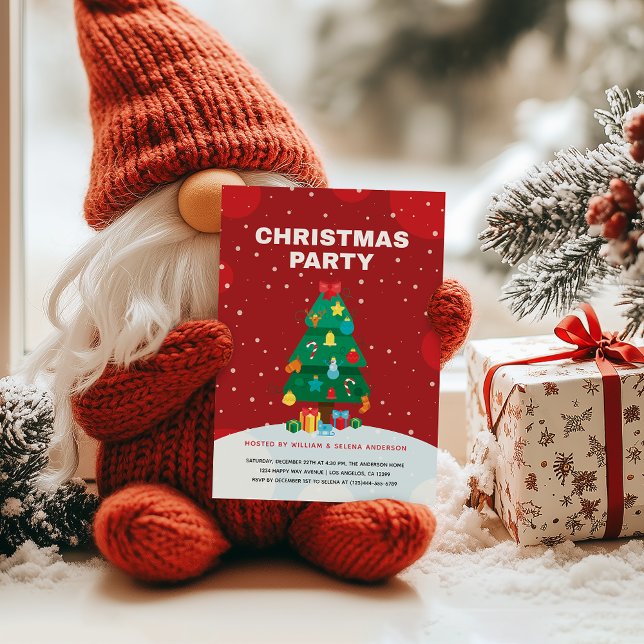 Festive Christmas Party With Holiday Tree Invitation (Creator Uploaded)
