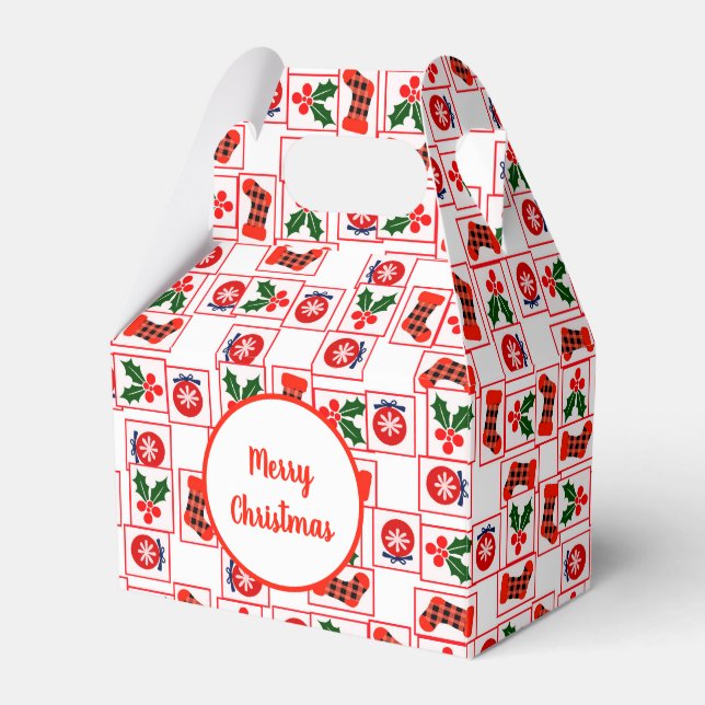 Festive Christmas pattern Favour Box (Front Side)