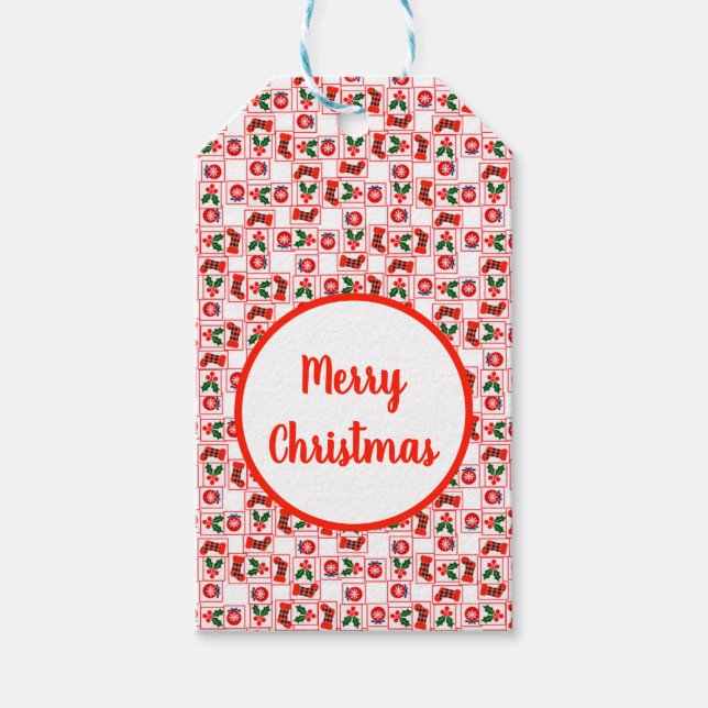 Festive Christmas pattern Gift Tags (Front)