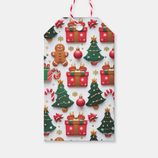 Festive Christmas Pattern Gift Tags (Front)