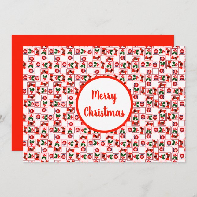 Festive Christmas pattern Holiday Card (Front/Back)