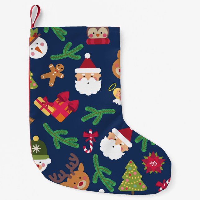Festive Christmas pattern, holiday design. Small Christmas Stocking (Front)