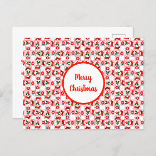 Festive Christmas pattern Holiday Postcard