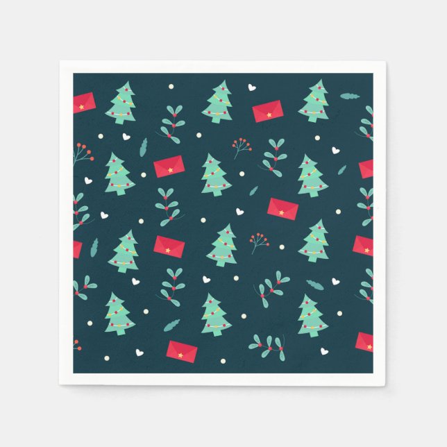 Festive Christmas Pattern in red and green Napkin (Front)