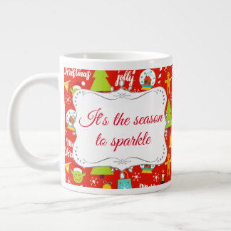Festive Christmas Pattern Large Coffee Mug