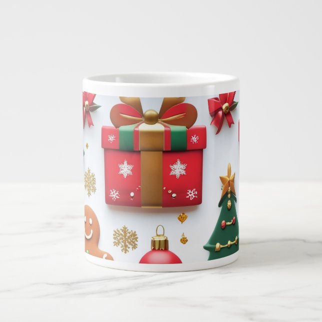 Festive Christmas Pattern Large Coffee Mug (Front)