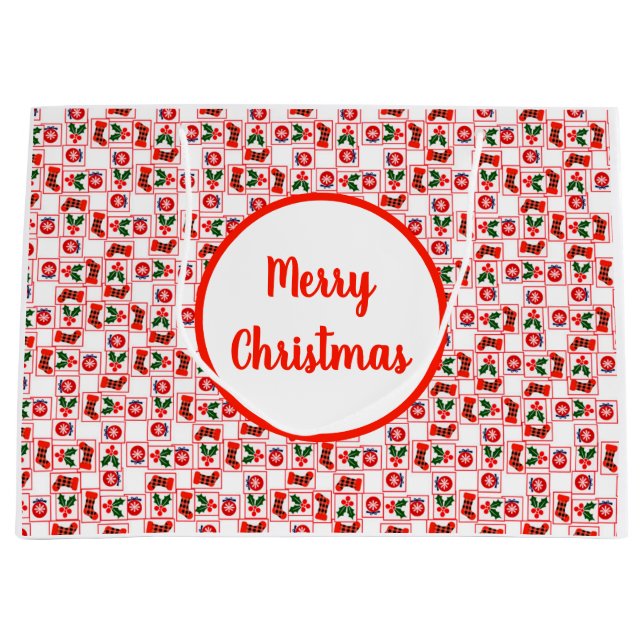 Festive Christmas pattern Large Gift Bag (Front)