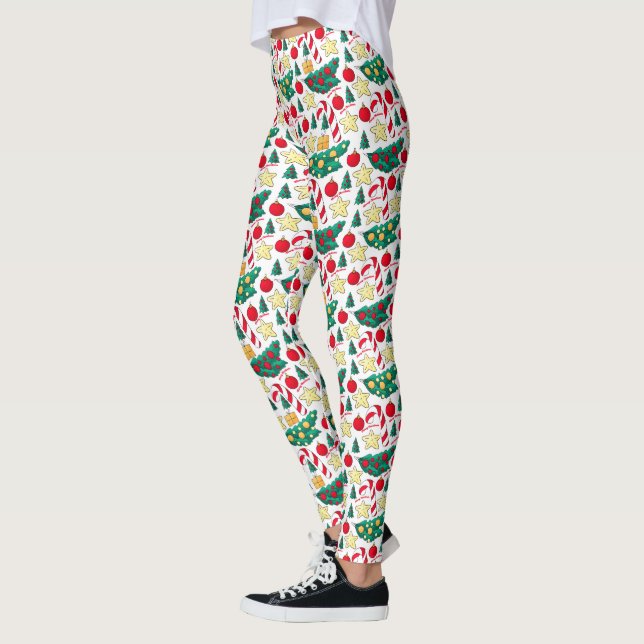 Festive Christmas Pattern Leggings (Left)