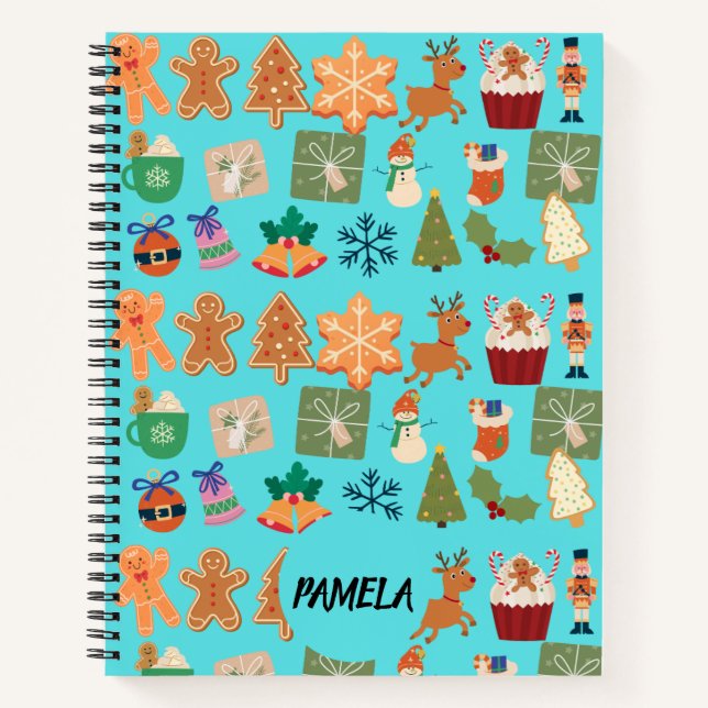 Festive Christmas Pattern Notebook (Front)