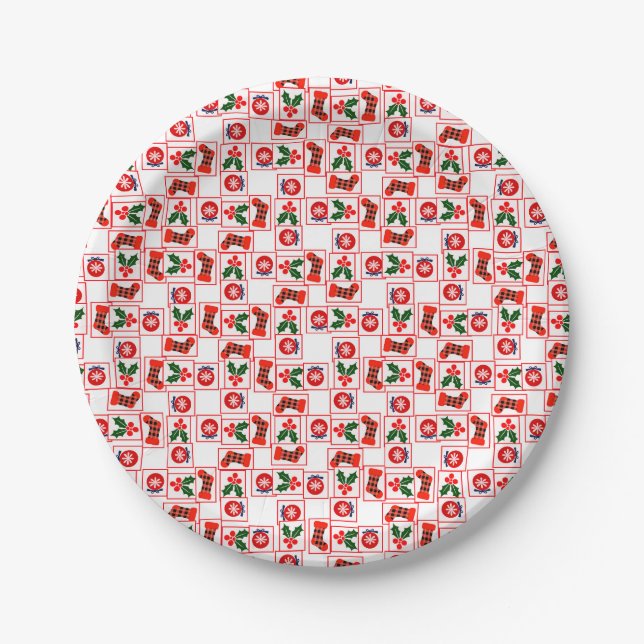 Festive Christmas pattern  Paper Plate (Front)