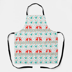 Festive Christmas Pattern with Reindeer Apron