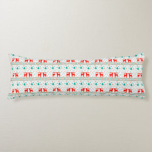 Festive Christmas Pattern with Reindeer Body Cushion