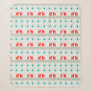 Festive Christmas Pattern with Reindeer Sherpa Blanket
