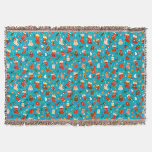 Festive Christmas Pattern with Stockings Throw Blanket