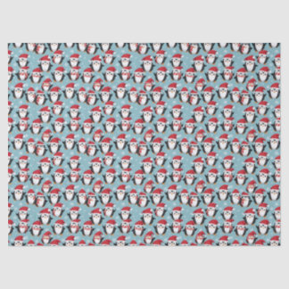 Festive Christmas Penguins in Santa Hats Tissue Paper