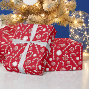 festive Christmas peppermint candy tiled pattern Wrapping Paper