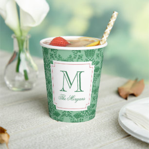 Festive Christmas Pineapple Ornaments Monogram Paper Cups