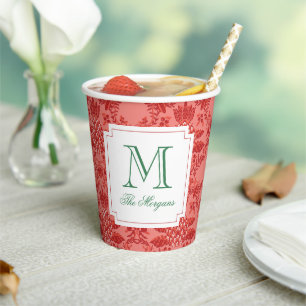 Festive Christmas Pineapple Ornaments Monogram Paper Cups