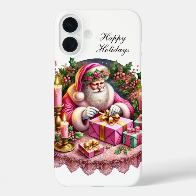 Festive Christmas pink Santa customisable  Case-Mate iPhone Case (Back)