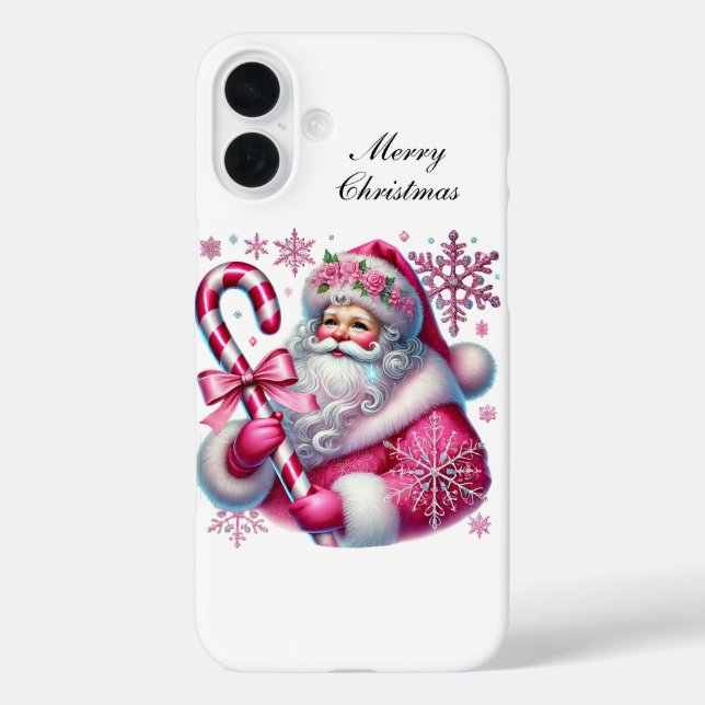 Festive Christmas pink Santa customisable Case-Mate iPhone Case (Back)