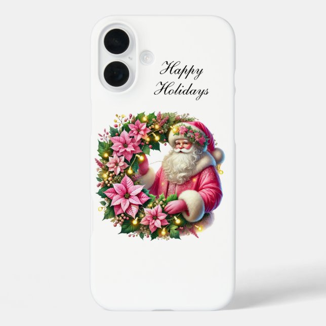 Festive Christmas pink Santa customisable  Case-Mate iPhone Case (Back)
