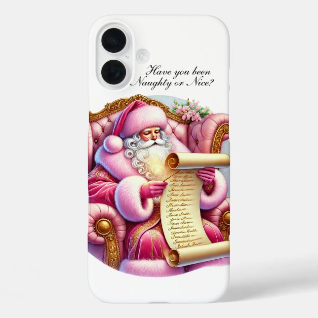 Festive Christmas pink Santa customisable  Case-Mate iPhone Case (Back)